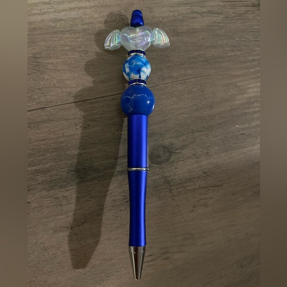 Blue beaded pen - Picture 2 of 4